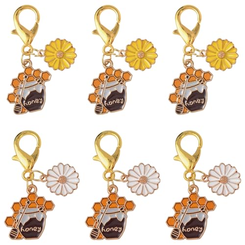 7-70Pcs Angel Wing Pendants Charms Miexed Color Acrylic Beads Charms Golden Dangle Pendants with Lobster Claw Clasps for Necklaces Bracelets Earrings Jewelry Making and Crafting - color: Honey Flower-10 pcs