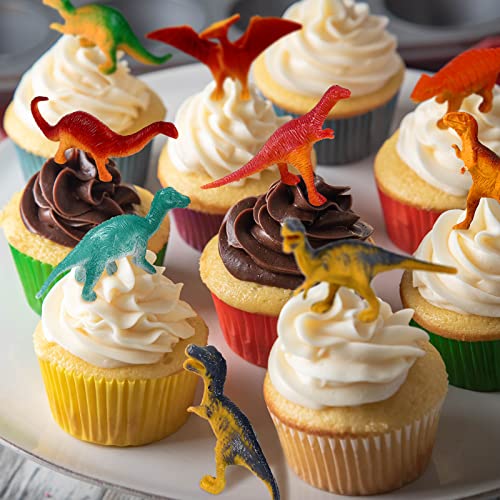Deekin 300 Pcs Mini Dinosaur Figures Bulk, Kids Birthday Party Supplies | Small Plastic Dinosaur Toys, Educational Reward, Cupcake Toppers, Goodie Bags, Classroom Exchange Gift, Back to School Favors