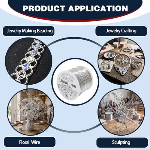 18 Gauge Aluminum Craft Wire Silver 286FT 1mm, Jewelry Making, Flexible Bendable Armature Wire for Sculpting, Floral Crafts, Metal Wire Wrapping, DIY Art Projects & Wreath Making - color: Silver, size: 18gauge
