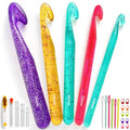 Mellobello Colorful Crystal Large Crochet Hooks Set 12-25MM, Ergonomic Crochet Kit for Beginners & Chunky Yarn Projects