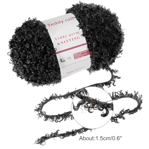 MECCANIXITY 2 Skeins Fur Yarn Soft Fluffy Chunky Yarn Fuzzy Eyelash Yarn Black for Crocheting Knit Clothes Bag - 55Yard/50m, 3.12ozx2 - color: Black