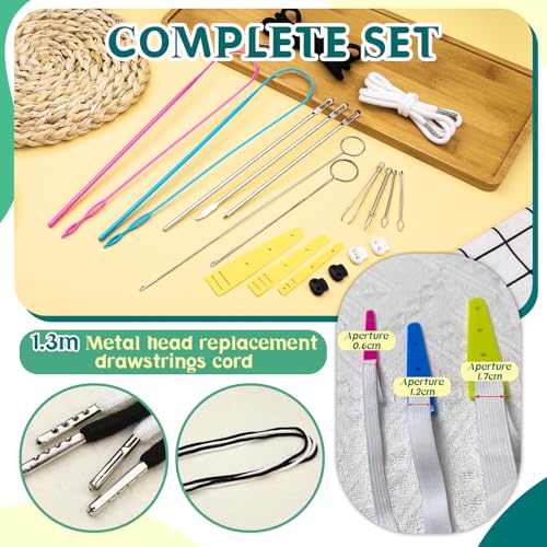 Fedmut 20 Pcs Drawstring Threader Tool Set, Easy Threading Puller Tool Set | Loop Turner Sewing Tool for Easy Hoodie, Jacket, and Pants Threading, Bodkin Sewing Tool for Drawstrings and Cords - color: Set C