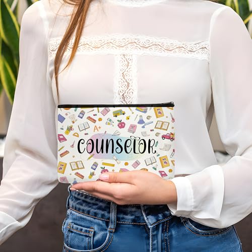 Counselor Makeup Bag, Cute Counseling Office Gift for Women, 9.8×7.1 in Zipper Pouch, Cosmetic & Essentials Organizer for Counselor Appreciation and Staff Week - style: Counselor