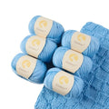 Merino Wool Yarn for Knitting & Crocheting - 35% Wool, 65% Acrylic - color: Light Blue, size: 6 Balls