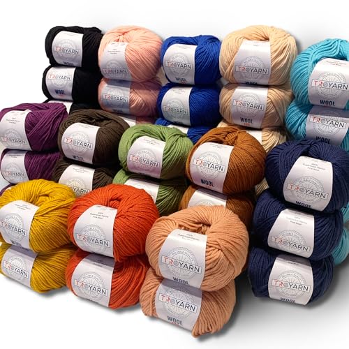 Troyarn Wool 125 (2- Skeins Pack) 100% Superwash Merino Fine Wool Light Worsted Weight #3 Soft Knitting and Crochet Yarn for Crocheting and Knitting (2 x 1.76 oz) / (2 x 125 Yds) (10910 - Terra) - color: 10910, size: 2 Skein