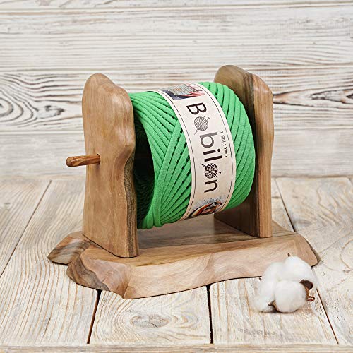 Bobilon 5-7 mm Cotton Yarn - Crochet, Knitting, Macrame - Green Apple | 100% cotton t shirt yarn for crochet, knitting & macrame; great for handbags & baskets; new fabric, not recycled; 109 yds - color: Green Apple Limited