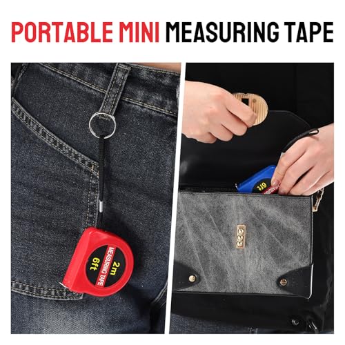 Copkim 50 Pcs 6 ft Mini Tape Measure Retractable Bulk,Colored - color: Colored