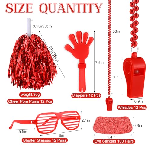 Realspring 148 Pcs Team Spirit Accessories for Sport Events - color: Red