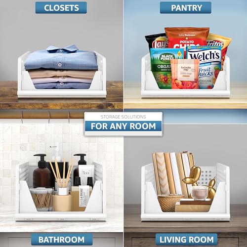 Sorbus Stackable Closet Organizer, Open-Front Shelf Bins (2 Small 2 Medium) | Plastic shelves and baskets for clothes in pantries, bathrooms, kitchens, garages, cabinets and countertops. - size: 2 Small 2 Medium