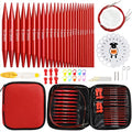 57 PCS Interchangeable Circular Knitting Needles Set, Aluminum Knitting Needles 3.0mm–10.0mm with 4 Cables, Ergonomic Handles & Storage Case, Complete Knitting Kit for Beginners & Advanced Projects - color: New Red