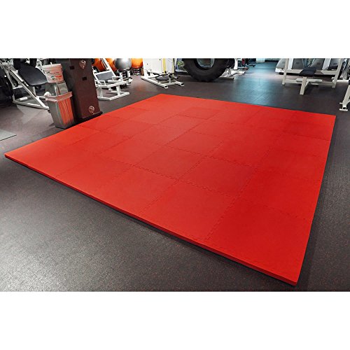 Meister X-Thick 1.5" Interlocking EVA Foam Mats - RD - 25 Tiles (100 Sqft) | Extra-thick 2X cushioning w/ anti-slip grip. 2' x 2' puzzle mats for wrestling, MMA, gymnastics, home gyms and play areas - color: Red, size: 25 Tiles (100 Sqft)