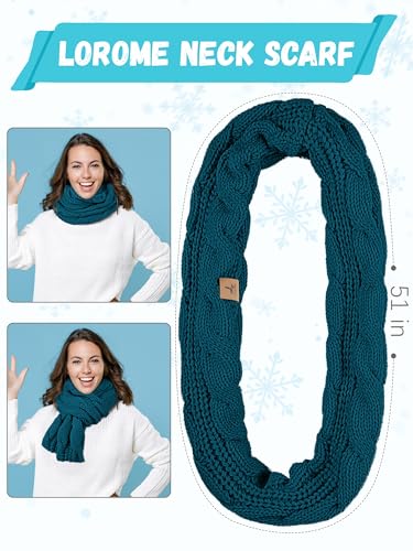 LOROME Winter Beanie Hat Scarf Gloves, Warm Fleece Knit Neck Scarf Set Gift | Hats Gloves Scarf Set, Touchscreen Gloves, Universal Size Neck Scarf Set Winter Gifts for Unisex Adult Winter Wear - color: Blue
