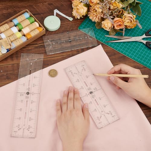 BENECREAT 3Pcs 3 Sizes Acrylic Quilting Template Ruler, Pocket Pattern Template, Rectangle Template Quilt Supplies for Cutting Patterns, Sewing, Wallet Pocket Making - style: 3 Styles