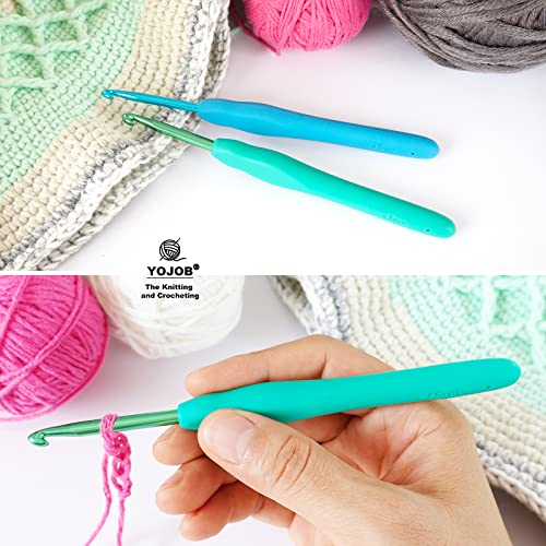 YOJOB 2-Pack Size G / 4mm, 7/4.5mm Crochet Hooks, Ergonomic Crochet Hook | Super Smooth Knitting Needles with Soft Rubber for Beginner and Advanced (4.0mm, 4.5mm) - size: 4mm, 4.5mm