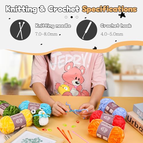 LUNARM Chenille Yarn for Crochet Knitting Chunky Blanket Velvet Yarn | 18 Pack 100g/3.5oz Pink Series Thick Soft Yarn for Beginners Knitting Fluffy Weaving Plush Scarves with Big Eye Needles - color: 18 Skeins-Pink Series