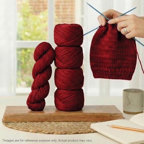 KnitPro Symfonie DK Weight Merino Wool Yarn 240yds, 100g, Red Rose | 100% Extrafine Merino, Hand Dyed, OEKO-TEX Certified, Superwash, Colorfast, #3 Yarn Skein for Knitting & Crochet - color: Red Rose