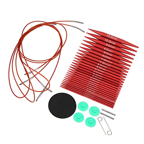 Alvinlite Interchangeable Circular Knitting Needles Set, 26 Pieces Aluminum Interchangeable Crochet Needles with 1 Storage Case, Knitting Needles Crochet Kit