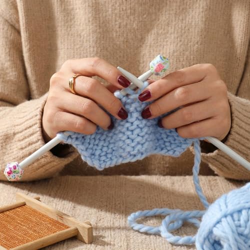 10 Pcs Knitting Needle Stoppers, Hexagon Print Knitting Needle End Caps, Knitting Needle Point Protectors Needle Minders for Knitting Accessories and Gadgets
