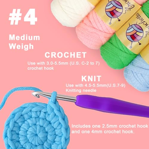Crochetta Crochet Kit for Beginners Adults - Complete Starter Set with Crochet Hooks, Scissors, Stitch Markers + 12-Colored Yarn 45-50 Yards (20g) per Color - color: 20Gx12