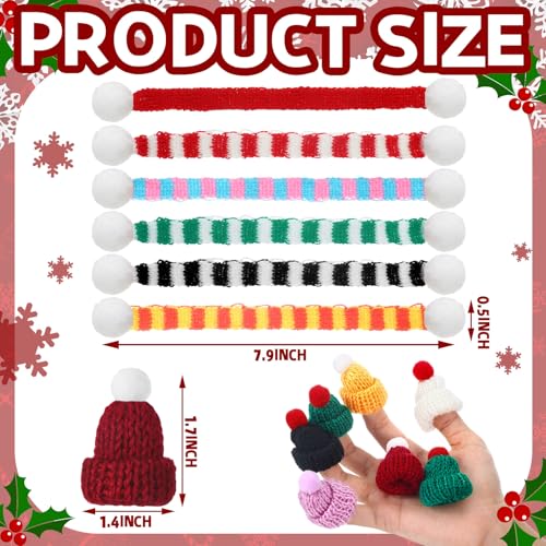 Bencailor 48 Pcs Mini Knit Hats Scarves Set for Christmas DIY, Cute Color | Included Tiny Hats and Scarves, Pom Pom Knit Style, Bright Assorted Colors, Snowman Crafts, Doll Decor Ornaments Set - color: Cute Color