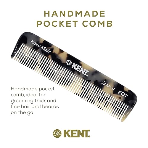 Kent FOT Tokyo White Fine Tooth Comb for Men - Handmade Pocket Comb for Travel, Styling, Fine or Thinning Hair, Mustache and Beard Care Handpolished Saw-Cut Made in England - color: White Tokyo, size: 1 Pack