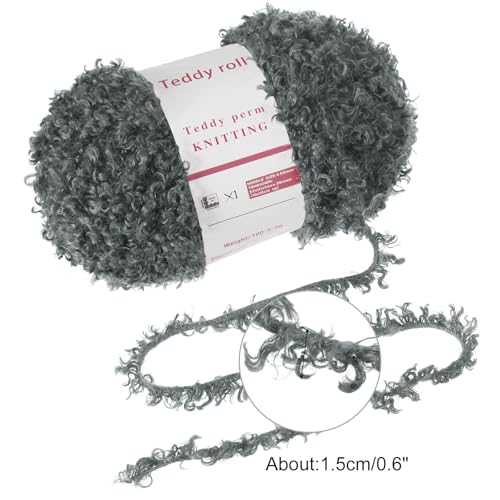 MECCANIXITY 2 Skeins Fur Yarn Soft Fluffy Chunky Yarn Fuzzy Eyelash Yarn Dark Gray for Crocheting Knit Clothes Bag - 55Yard/50m, 3.26ozx2 - color: Dark Gray