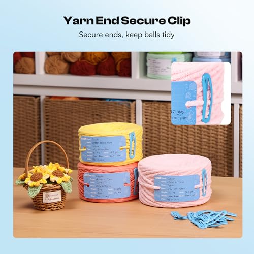 Caydo 40 Set Yarn Information Tags with Clips for Yarn Storage Organizer | Double-Sided Yarn Cake Labels for Record Yarn Specs, Perfect Helper for Improving Yarn Storage & Classification Efficiency - color: Yarn Tag 40set