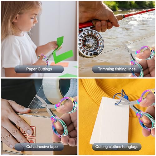NAHSHON 4 Pcs Folding Stainless Steel Portable Mini Travel Badge Scissors | Foldable Safety Pocket Small Scissors All Purpose for Nurse Accessories, Travel, Office, Craft, Sewing, Home, School (Color) - color: Colorful