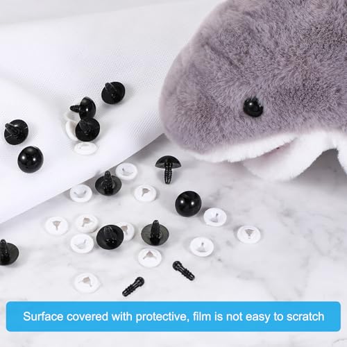 PATIKIL 10mm Safety Eyes, 40 Pcs Plastic Craft Eyes with Protective Film with Washers for Stuffed Animals Crochet Toys Dolls DIY Craft Making, Black - size: 10mm
