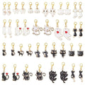 SUNNYCLUE 1 Box 40Pcs 10 Styles Stitch Markers Cats Crochet Cat Charm Alloy Enamel Black White Cute Kitty Coquette Gold Lobster Claw Clasps Charm for Weaving Knitting Crocheting DIY Crafts Supplies - style: Cat 3