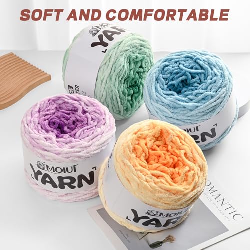 Blanket Perfect Ombre Cake Yarn - Baby Yarn for Crocheting Soft - 3 Pack of 10.6oz/300g - #6 Super Bulky - 197 Yards for Knitting, Crafts & Amigurumi, Chunky Chenille Yarn(3 Milk Coffee) - color: 3 Milk Coffee