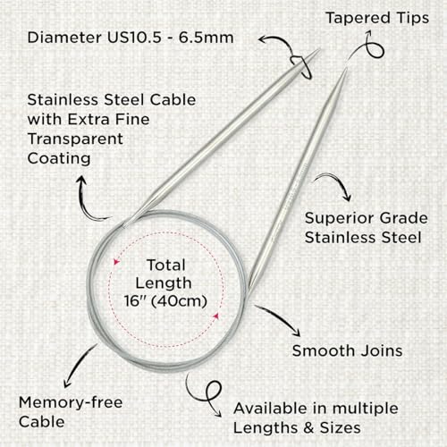 KnitPro Stelo Lace Circular Needles 16" (40cm) | US Size 10.5 (6.5mm) - size: US Size 10.5 (6.5mm)