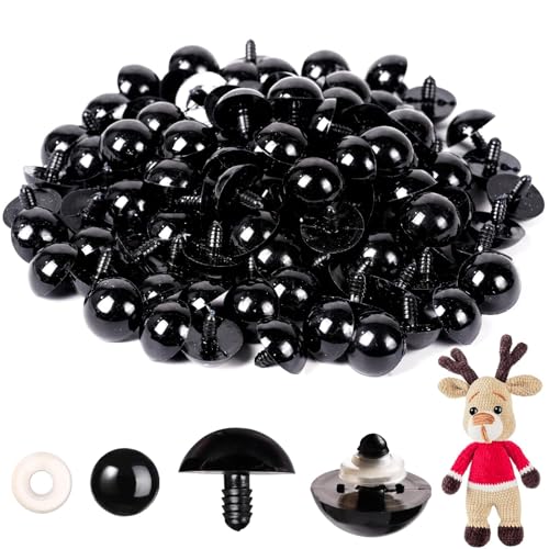 MUCUNNIA 400pcs 24mm Safety Eyes for Amigurumi with Washers Plastic Black Safety Eyes for Crochet Craft Safety Eyes for DIY Halloween Decorations Crochet Stuffed Animals Crafting Christmas Decorations - size: 24mm
