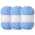 Fluffy Chenille Yarn for Crocheting，Baby Yarn for Crocheting Soft，3 Pack of 100g/3.5oz Velvet Amigurumi Yarn ，Fingering Weight Yarns for Crocheting Baby Blankets、DIY Craft.(3 Azure) - color: 3 Azure