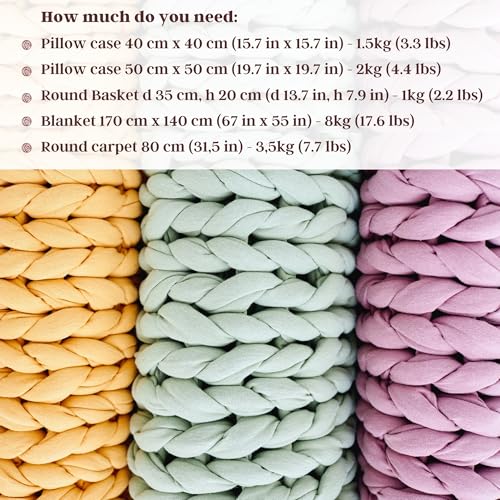 Bobilon Giant Chunky Cotton Yarn 3.3 lbs, Arm Knitting - Nude | 100% cotton giant yarn for arm knitting; great for chunky blankets, pet beds, rugs and baskets; new fabric, not recycled - color: Nude