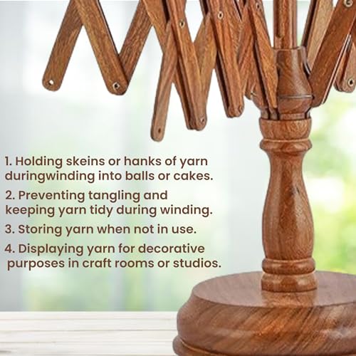 Hand Operated Yarn Ball Winder | Swift, Yarn, Wool, and String Holder| Knitting & Crochet Accessories Galaxy Indiacraft - color: Swift Natural Rosewood