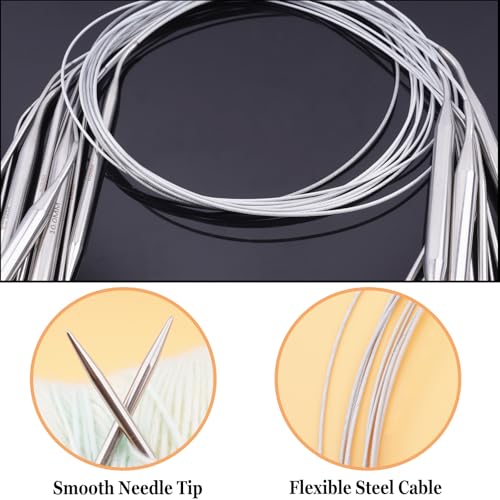 Hobekoee Circular Knitting Needle 40 inch (100cm),Size US 10 (6.0mm) Round Stainless Steel Knitting Needles for Smoothly Knit Blanket,Sweater,Coaster,Socks - size: US 10(6mm)