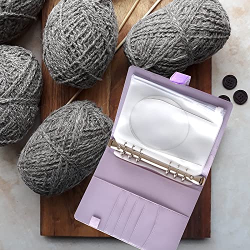 Knitting Needle Case Set Circular Knitting Needle Case Knitting Needle Storage 1 pcs Macaron Cover 10 pcs Binder Pockets 48 pcs Label Paper for Collecting Sorting