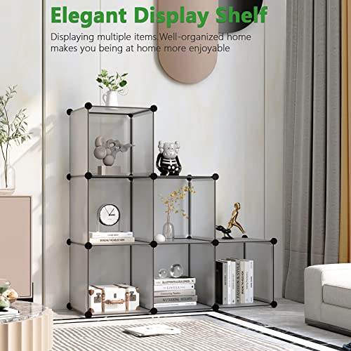 C&AHOME 6-Cube Storage Organizer Cube Shelf Closet Storage Bookcase, Grey | Stackable Cubby Storage, Bookshelf, Portable Plastic Storage Closet Organizer, DIY Modular Shelving Units for Home, Wardrobe - color: Grey