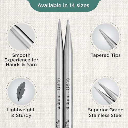 KnitPro Stelo Lace Interchangeable Tips 4" (10cm) | US Size 10 (6mm) - size: US Size 10 (6mm)