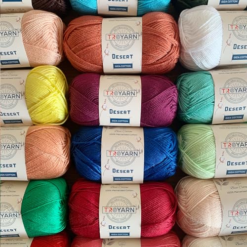 Troyarn Desert Giza Cotton (4- Skeins Pack) 100% Mercerized Giza Cotton Yarn Super Fino Worsted Weight #1 Soft Knitting and Crochet Yarn (4 x 1.76 oz) / (4 x 137 Yds) (11058 - Pistachio) - color: 11058, size: 4 Skein