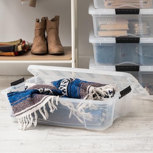 IRIS USA 2-Pack 27 Quart Storage Bins with Lids, Clear | Transparent design makes contents easy to find, Ideal for linens, décor, closet storage, and supplies, Saves space - color: Clear, size: 27 Qt, style: 2 Pack
