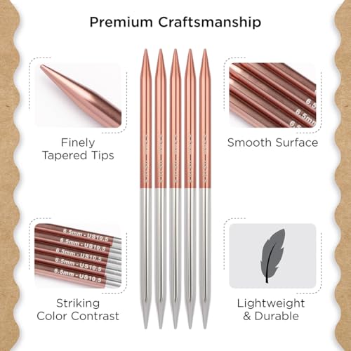 Knitter’s Pride Rosemist Double-Pointed Needles 8"" (20cm) – US Size 10.5 (6.5mm) - size: 6.50mm