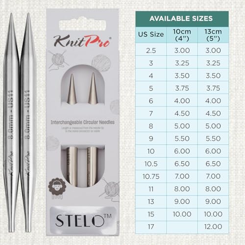 KnitPro Stelo Lace Interchangeable Tips 4" (10cm) | US Size 11 (8mm) - size: US Size 11 (8mm)