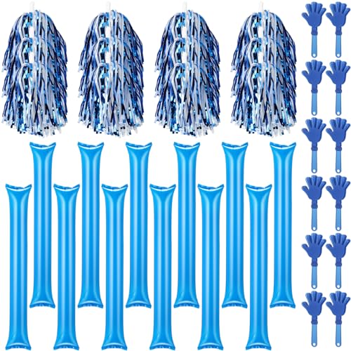 36 Pcs Cheerleading Pom Poms Thunder Sticks and Hand Clappers - color: blue,white