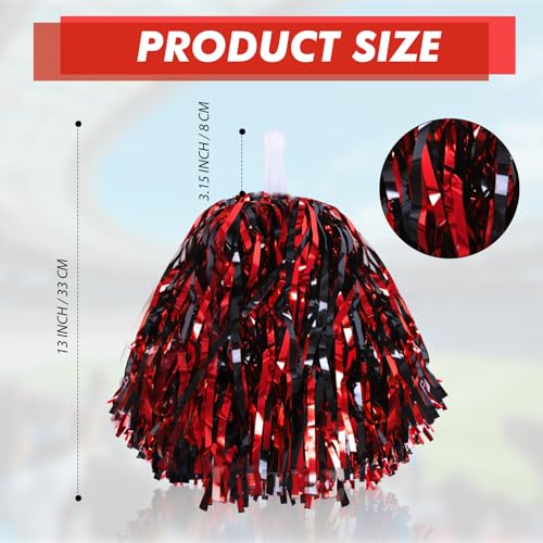 24 Pcs Cheerleading Pom Poms and Hand Clappers Noisemakers Set for Team Spirit Items Sporting Events Football Baseball Cheering Essentials Party Favors Dance - color: Red and Black