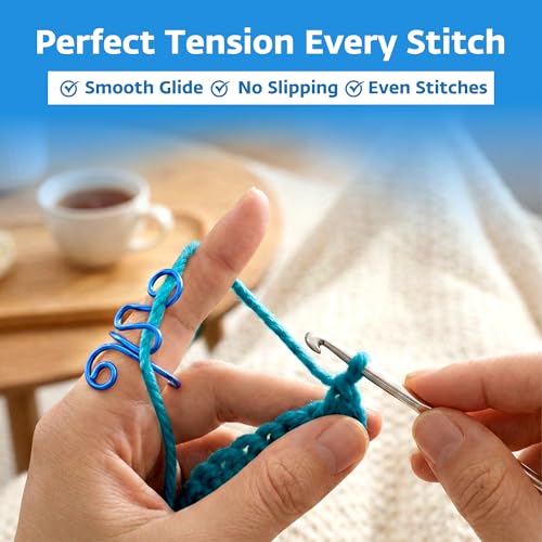 Crochet Tension Ring, Adjustable Crochet Ring for Finger, Works to Loop Yarn, Crochet Accessories, Crochet Supplies, Crochet Hooks, Gift, Resizeable, 1 Count (Blue) - color: Blue