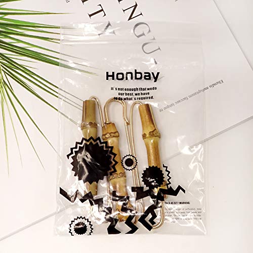 Honbay 3PCS Retro Bamboo Brooch Extra Large Safety Pins for Sweaters, Shawls, Collars, Dresses and Most Clothes