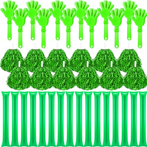 40 Pcs Green Hand Clappers and green Thunder Sticks Pom Poms cheerleading Noise Makers for Sporting Events Football Games School Team Spirit Items Party Favors Dance - style: green