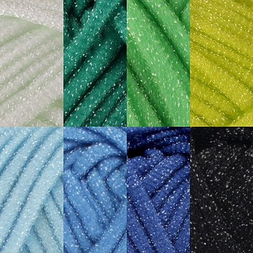 JubileeYarn Spongy Dish Yarn - 50g/Skein Chunky Nylon Dishcloth - Shades of Green & Blue - 8 Skeins - color: Shades of Green & Shades of Blue, size: 4 Skeins